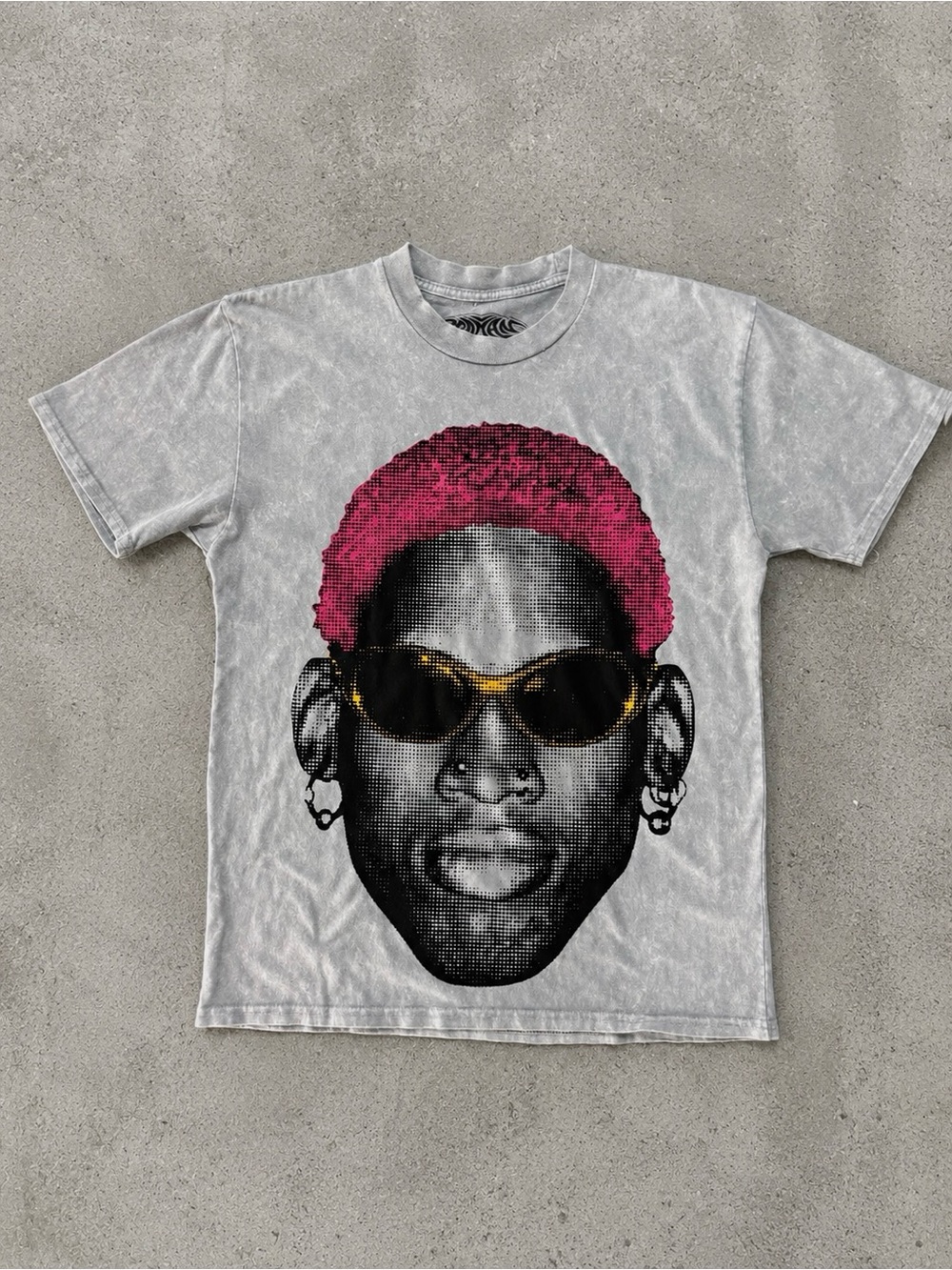 Vintage Acid Wash Gray Dennis Rodman Graphic Tee Size L Unisex